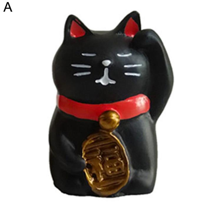 Miniature Cat Lucky Cat Version Handmade Lovely Miniature Zakka Cat Figurine for Entertainment