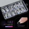 Short Almond Nails 240Pcs Clear Nail Tips12 Sizes Artificial Acrylic False Nails Full Cover Press on Nails Manicure. 