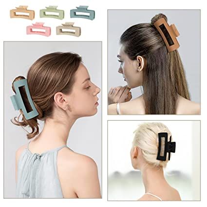 Non-Slip Square Hair Clips, Large Rectangle Clips, Matte Hair Clips for Thick Hair
