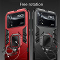 Biruiqu For Xiaomi Pocophone M4 Pro 4G Poco M4 Pro 4G Soft TPU+Hard PC Black Panther Shockproof Slim Protective Case Cover with Kickstand. 