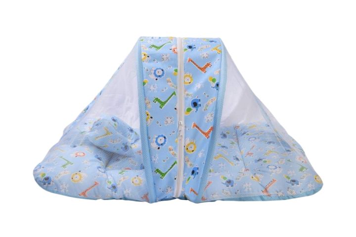 Newborn Baby Bed Set Gadda with Mosquito Net – Multicolor