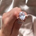 【shengxiong6525】Women's Solitaire Rings big oval silver gold wedding bridal rings cubic ring diamond eternity promise rings. 