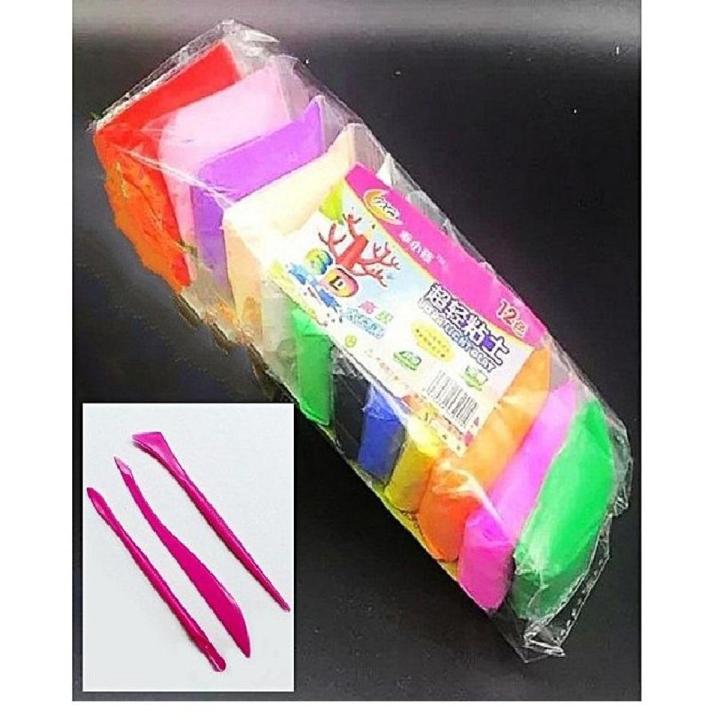 12 Fomic Play Dough - Air Dry Polymer Clay with Free Tools Foamic Polymer Light Clay Slime Pla ydoughFor Kids With Free Tools