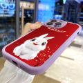 Hontinga for Redmi Note 9 Back Cover PU Leather Cute Rabbit Case Soft Silicone Edge Phone Cases. 