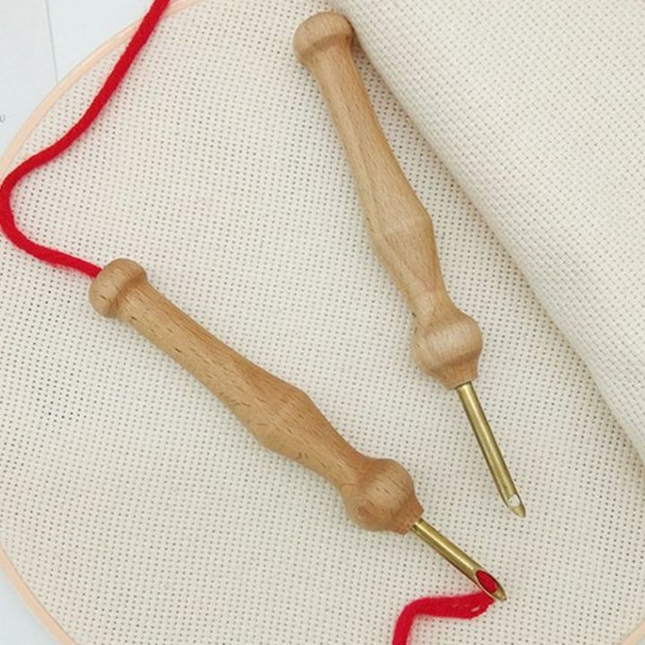 Rug Tool Knitting Embroidery Pen Punch Needle Wooden Handle Imported