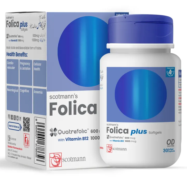 Wilson’s Scotmann’s Folica Plus Quatrefolic & Vitamin B12 - 30 Softgels ...
