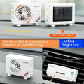 Solar Car Dashboard Air Freshener Mini Rotating Air Conditioning Decorative Aromatherapy Perfume Diffuser- Lasting Lavender Fragrance Perfume Decoration Revolving AC Fan-White. 