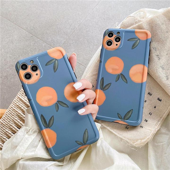 Fashion Ins Orange Soft Silicone Phone Case For iPhone 12 11 Pro Xs Max X Xr 7 8 Plus Se2 12 Mini Shockproof Back Cover Fundas