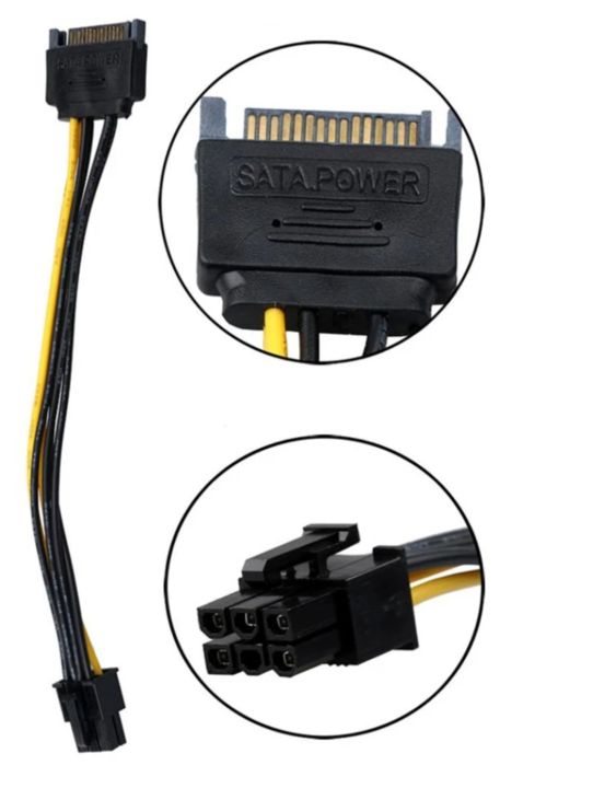 SATA Power Cable Female To 6 Pin Male Sata to PCI-Express Graphics Card Power Cable Connector
