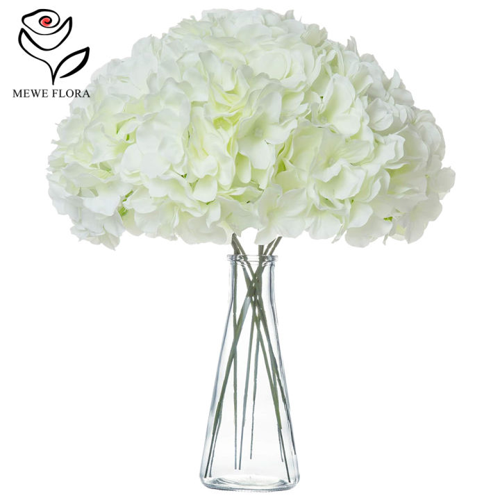 8pcs White Hydrangea Artificial Flowers Bridal Bouquet Wedding Party Decoration Flowers Hydrangeas Home Vese Garden Decor
