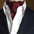Men's Ascot Cravat Ties Formal Accessories Silk Pocket Square Scarf Red. 