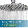 Rainfall Shower Head 8 inch, Solid Stainless Steel Square Ultra Thin Water Saving Chrome Finish 100 Pores. 