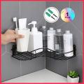 bathroom accessories shelfs for Room and Bathroom with sticky hooks/ Storage Hanging Shelf Organizer-Wall-Mounted washroom corner shelf Organizer, Shower Shampoo Holder, Bathroom Corner Frame, Corner Shower Shelf, Iron Shelf Stand,-black. 