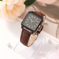 Square Minimalist Watch College Style Quartz Watches Vintage Elegant Thin Synthetic Leather Strap Wrist Watch. 
