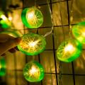 1.5m Fruit Lemon Slice String Lights 10 LED Flashing Garland Hanging Lamp Battery Powered Indoor Outdoor Lighting Night Light--green--. 