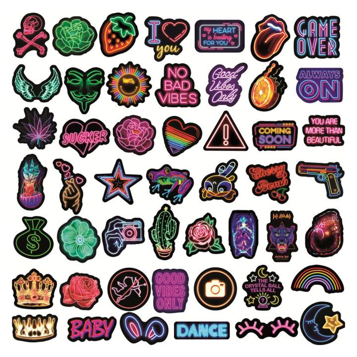 Neon Sign Decals Exquisite Pattern Neon Stickers Motorcycle Phone Car Graffiti Sticker