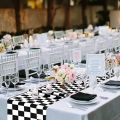 Classic Black White Checkered Table Runner Polyester Racing Theme Party Table Decor Soccer Goal Cup Wedding Table Runners. 