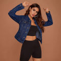 Navy Denim Jacket for Women Premium Quality Stylish Casual Wear Comfortable and Durable. 