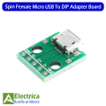 5/10 pcs Micro USB To 5 Pin Dip Connector Socket Type-B Female 5 Pin To Dip 2.54 mm Pin With Soldering Adapter Board connector by Electrica. 