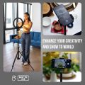 Aluminium 7 Feet Tripod Stand For Ring Light, Mobile Phones & DSLR Cameras - 360 Rotatable Portable & Adjustable 7 Ft Long Tripod With Mobile Holder & Ball Head - Best Use For Videography, Photography, Tiktok, Youtube, Studio Lighting, Equipment. 