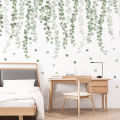 Nordic minimalist wall sticker, small fresh green leaf baseboard, top corner line, plant self-adhesive paper wallpaper. 