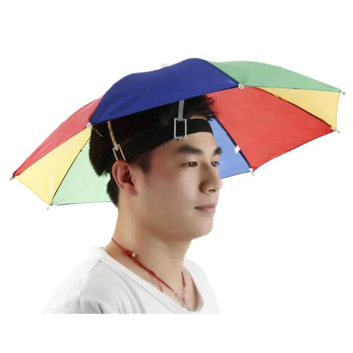 Portable Rain hate Outdoor Folding Umbrella Fishing Sun Shade Camping  Fishing Head Wear Cap Beach Head Hats Umbrella
