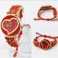 Analog Watches In Heart Dial For Girls Luxury Stylish Girls Analog Handmade Braided Bracelet Watch. 