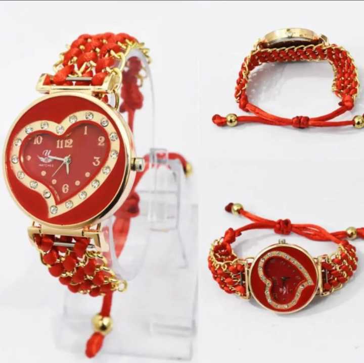 Analog Watches In Heart Dial For Girls Luxury Stylish Girls Analog Handmade Braided Bracelet Watch