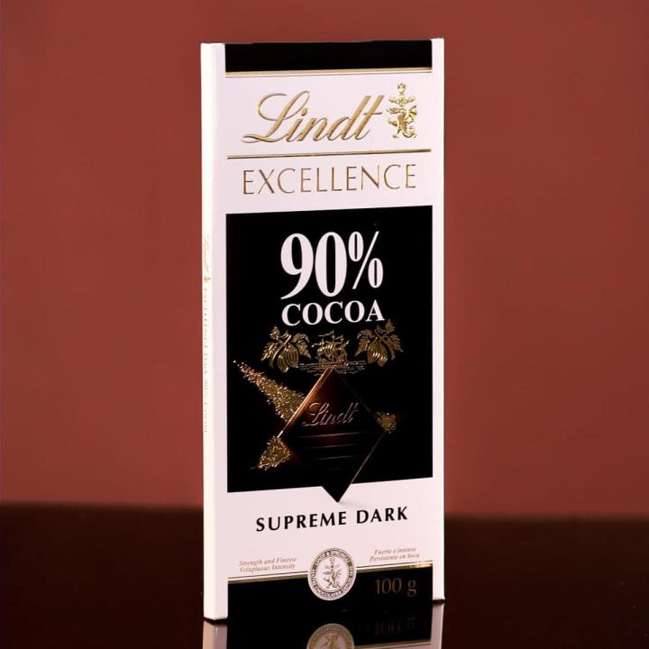 LINDT EXCELLENCE 90% COCOA SUPREME DARK CHOCOLATE – 100GM
