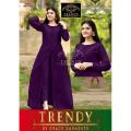 Trendy Button Centre Cut Style Design Long Frock With Plain Trouser For Girls. 