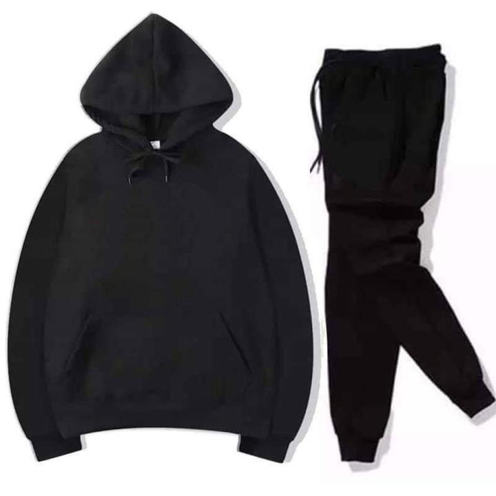 Plain Black Hoodie And Trouser Pack Of 2 New Winter Arrival Export Hoodies For Men