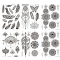 【HOT】 Black Lace Pattern Rose Peony Flower Girls Temporary Tattoos For Waterproof Tattoo Stickers 3D Blossom Lady Shoulder DIY. 