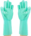 Reusable Magic Dish washing Gloves with scrubber, Silicone Cleaning, Scrub Gloves for Wash Dish, Car Washing, Kitchen, Bathroom Multipurpose Usage. 