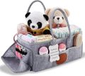 Diaper Caddy Organizer - Portable Storage Basket - Essential Bag for Nursery, Changing Table and Car - Waterproof Liner Is Great for Storing Diapers, Bottles. 