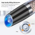 Techmanistan Battery Powered with LED Light Coarseness Adjustable Gravity Electric Salt and Pepper Grinder, One Hand Automatic Pepper Mill Grinder for Kitchen. 