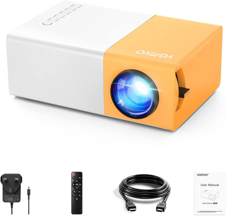 Mini Projector, Vamvo YG300 Pro Portable Projector Full HD 1080p Supported, Phone Projector Compatible with Smartphone/Tablet/Laptop/TV Stick for Home Theatre