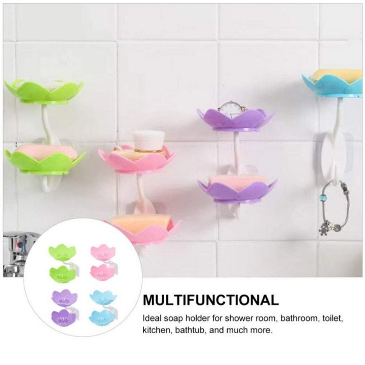 Wall-%20Mounted%20Drain%20Soap%20Box%20Double%20Layer%20Flower%20Shaped%20Soap%20Tray%20Removable%20Soap%20Dish%20Non-%20Slip%20Storage%20Self-%20Adhesive%20Bathroom%20Accessories%20-%20Image%203