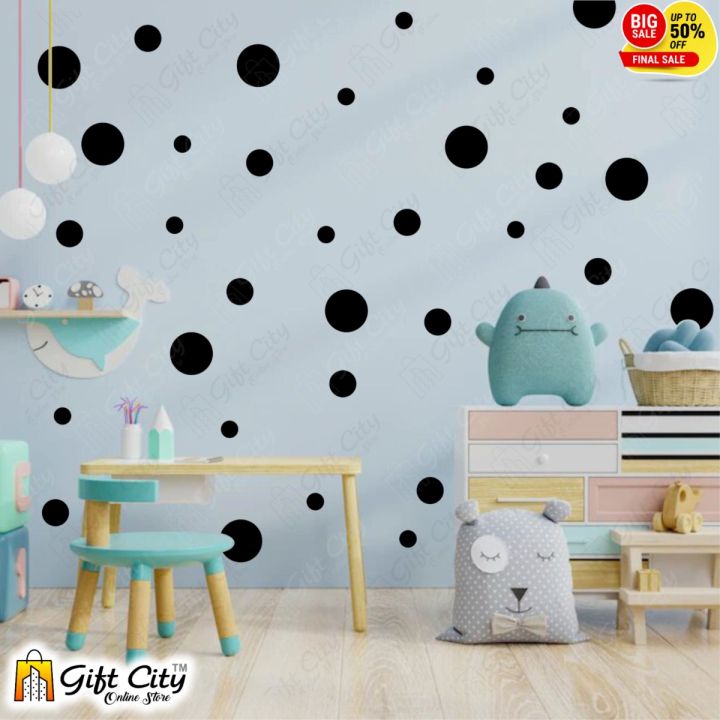 Gift City Presents Black Polka Dots Wall Stickers, Circle Pattern for Bedroom, living room Wall Decals DIY Home Decor