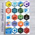 Laptop sticker A4 Sheet (UNCUT) Programming Language stickers for Programmer Developer, Java, JS, PHP, Python, html etc... Logo. 