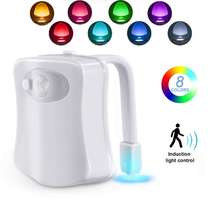 Motion Sensor Toilet Seat Night Light 8 Colors For Smart Home Toilet Bowl WC Toilet Light - White 1 Pcs
