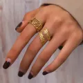 Stainless Steel Rings Bohemian Style Vintage Plant Leaves Adjustable Open Ring For Women Jewelry Non-fading High-quality New in. 