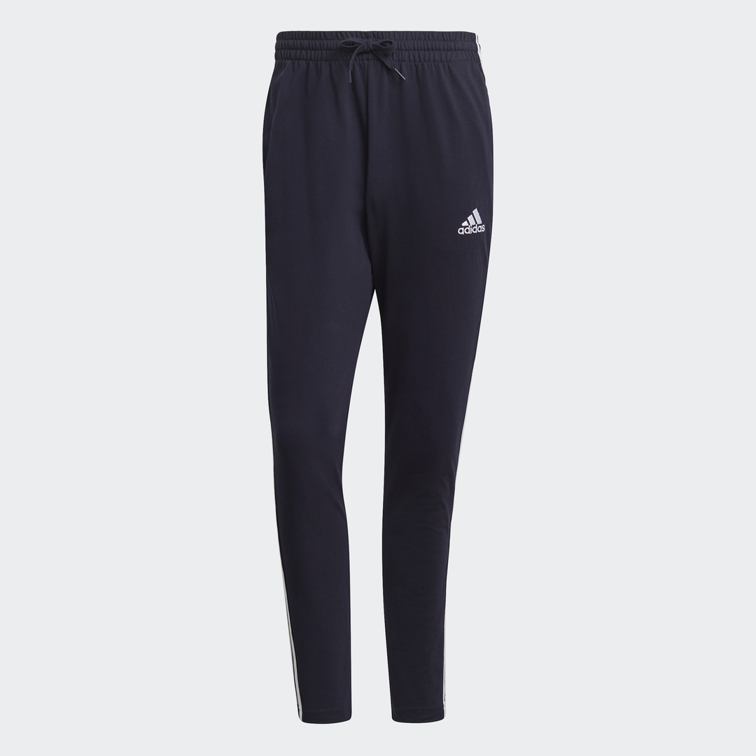 ADIDAS MEN ESSENTIALS SINGLE JERSEY TAPERED OPEN HEM 3-STRIPES PANTS (GK8997). 