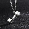 Gym Dumbbell Pendant Necklace Sports Barbell Pendant Fashion Chain Necklace Layor. 