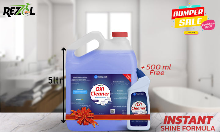 Rezol OXI Cleaner & Deodorizer 5L- With Free 500ml Bottle COMMODE & WC Cleaner - Bathroom Cleaner - Antibacterial Liquid - Fragrant -Bathroom Cleaner - Drain Opener - 5ltrs
