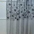 Floral Window Curtains Panel Net Drape Balcony Office Decor Grey w/ beads. 