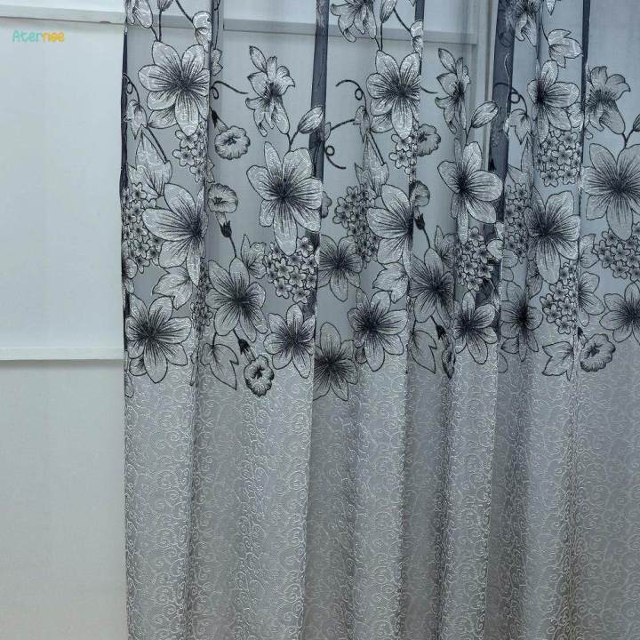 Floral%20Window%20Curtains%20Panel%20Net%20Drape%20Balcony%20Office%20Decor%20Grey%20w/%20beads%20-%20Image%209