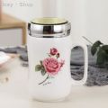 Designer Ceramic Coffee Mugs with Mirror Lid -  400ml (Random Design). 