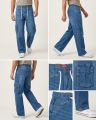 Men’s Mid Blue Baggy Loose Fit Jeans. 