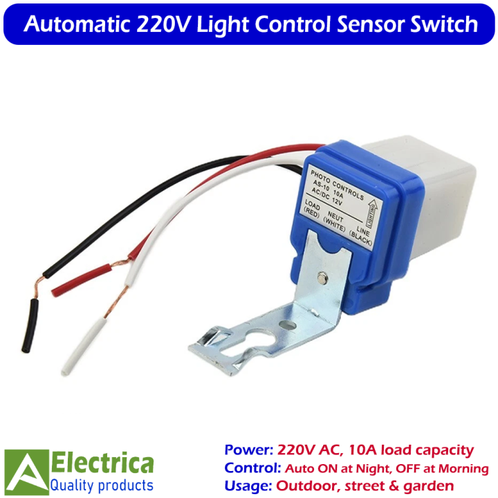 10A 220V Automatic Smart Light Control Switch | Sun Sensor for Outdoor, Street, Garden & Energy Saving Lights by Electrica