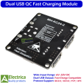 6–32V to Dual USB QC2.0 / QC3.0 24W Fast Charging Module, High-Efficiency DC-DC Step-Down Converter for Car, Solar, and DIY Power Solutions by Electrica. 